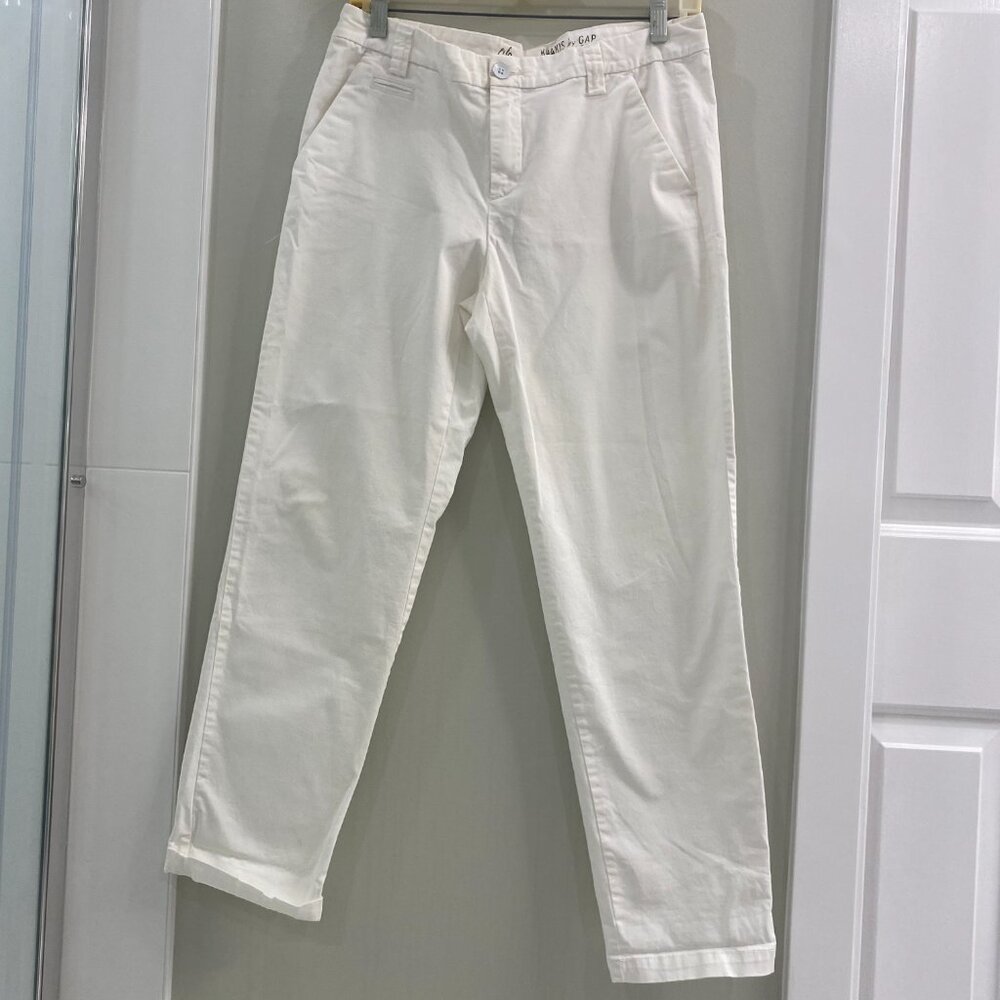 Gap Fabric Khakis By Gap White Cropped Cotton Pants, Size 6